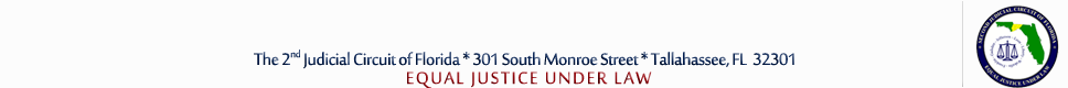 Seal of the 2nd Judicial Circuit, with the words The 2nd Judicial Circuit of Florida * 301 South Monroe Street * Tallahassee, FL 32301